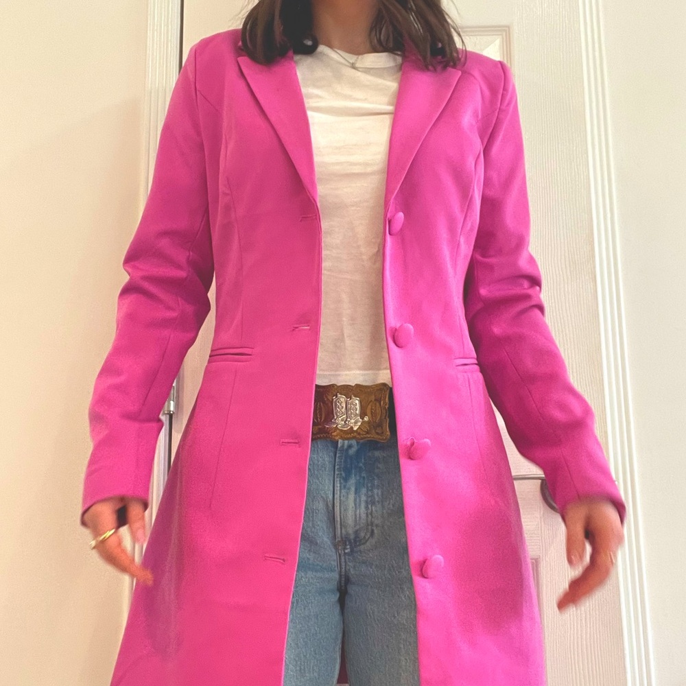 Italian Fuchsia pink blazer. Could be worn as a dress.
